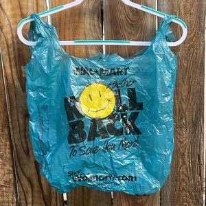 90s or Y2K Blue Smiley Walmart Bags Collectible Shopping Grocery Bags